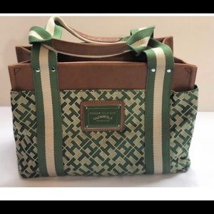 Tommy Hilfiger Green/White Signature Tote Purse